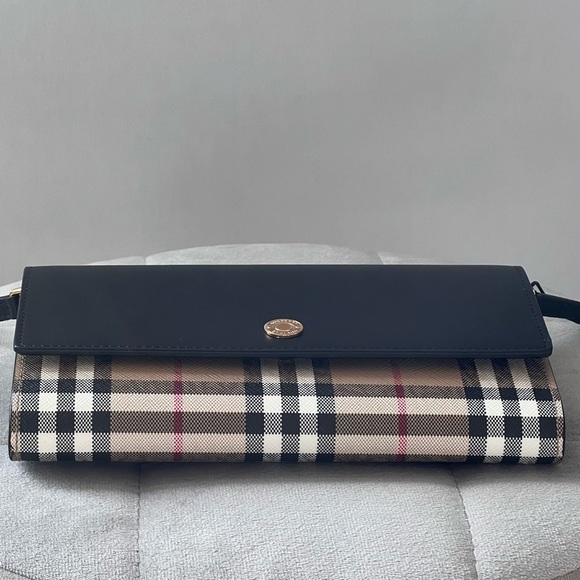 Burberry Check Leather Crossbody Bag in Black - Picture 7 of 13